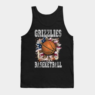 American Flag Personalized Grizzlies Proud Name Basketball Tank Top